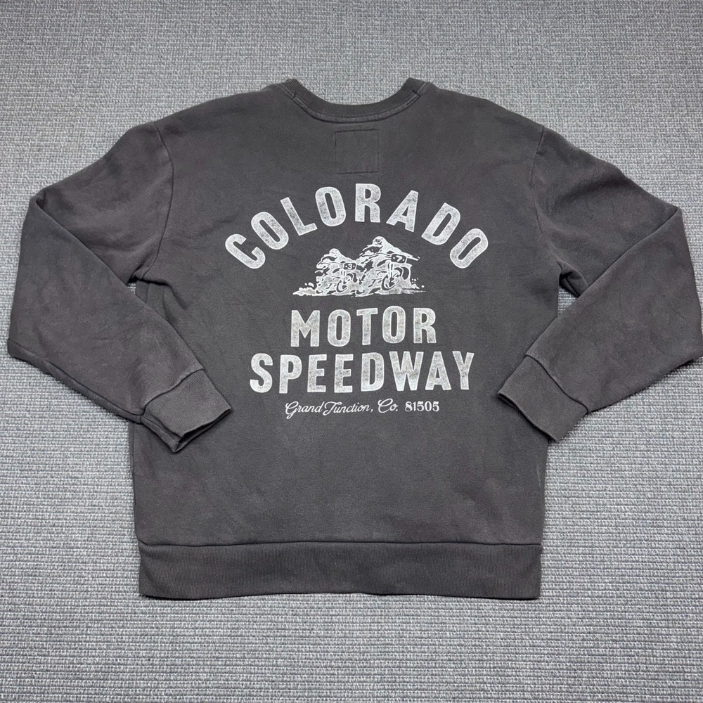 Hollister Colorado Motor Speedway Graphic Sweatshirt Faded Black Mens Small